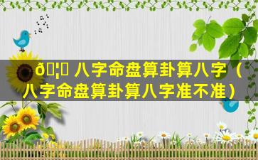 🦁 八字命盘算卦算八字（八字命盘算卦算八字准不准）
